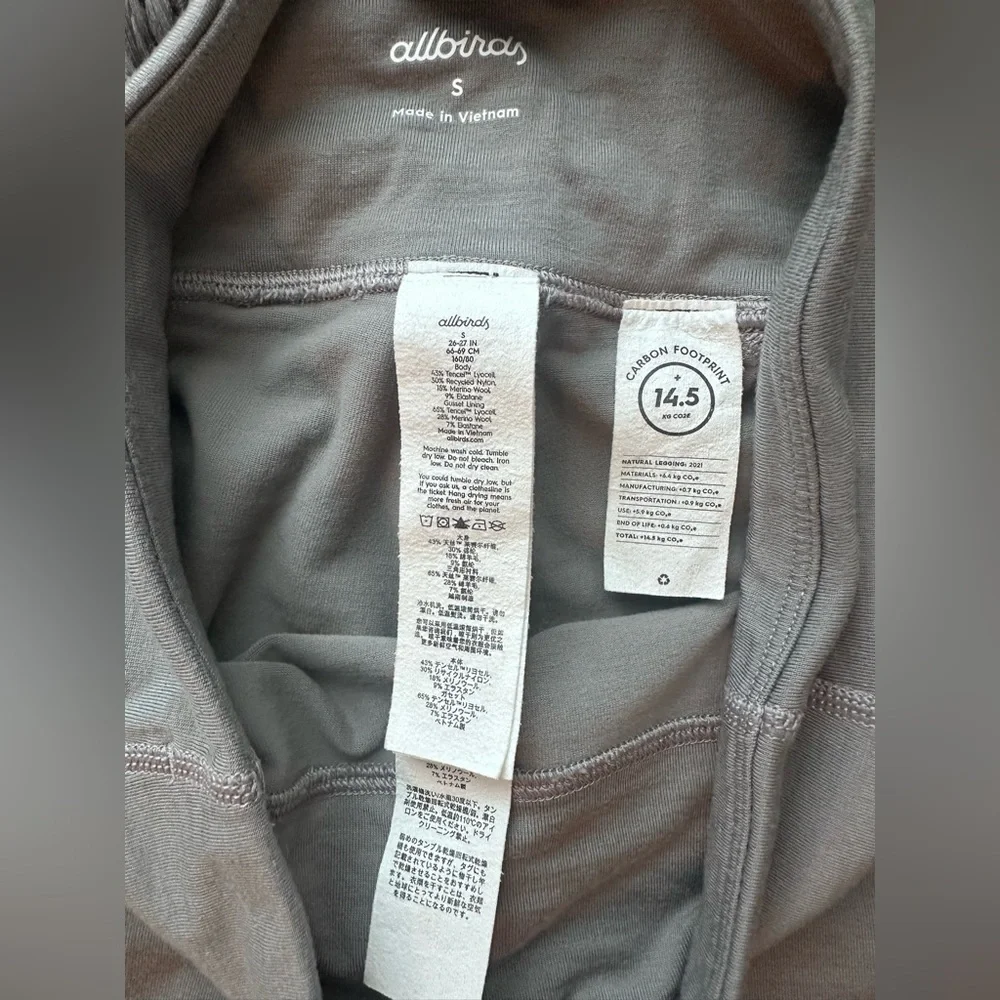 Allbirds Natural Leggings Grey Size Small Merino Wool Blend Run Pant